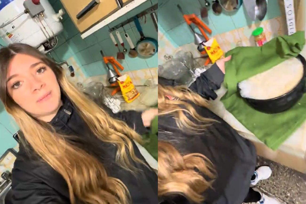 Esperaba que leude el pan, escuchó ruidos extraños en el living y su reacción es viral