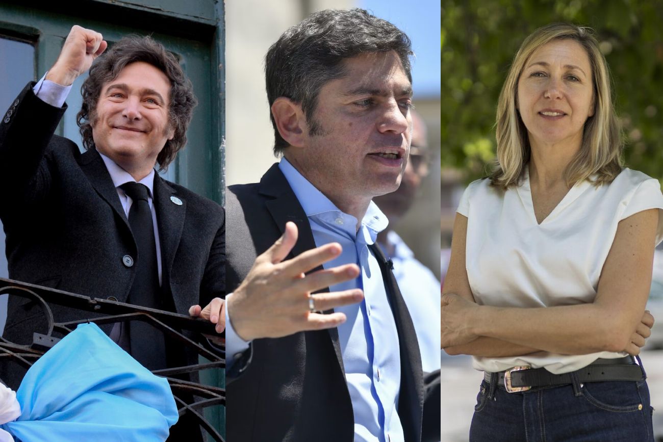 Milei, Kicillof y Bregman.