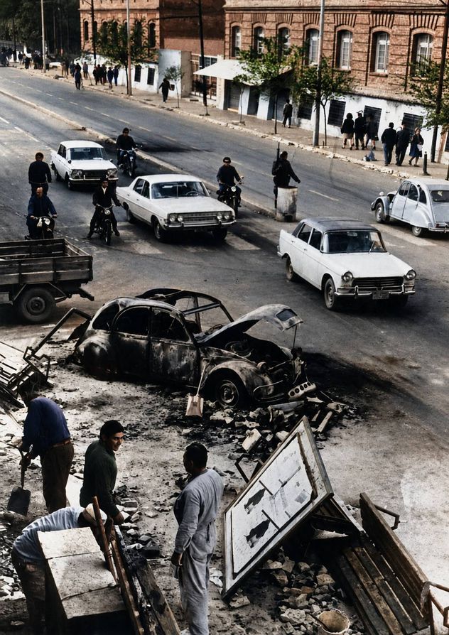 El Cordobazo, la revuelta popular de 1969. Imagen restaurada con IA.