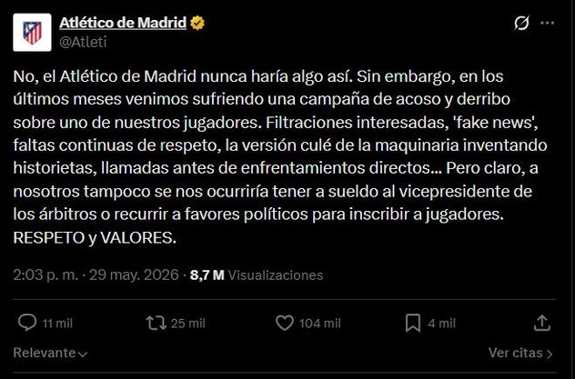 Mensajes del Atlético Madrid contra el Barcelona.
