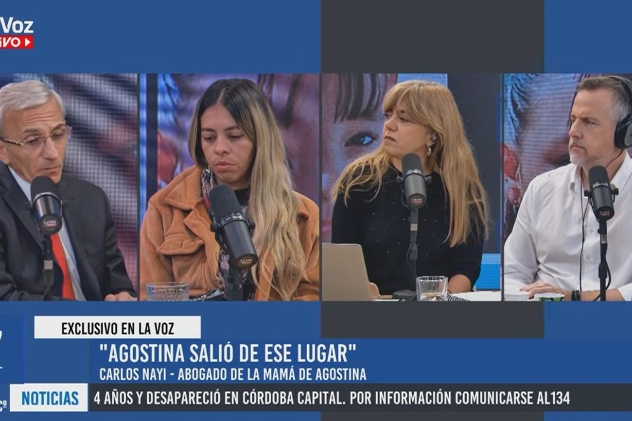 Melisa, mamá de Agostina Vega, y su abogado, Carlos Nayi, en La Voz En Vivo este viernes.
