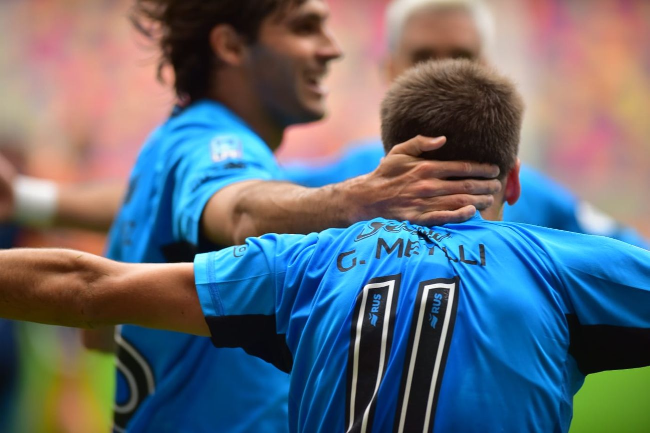 Francisco González Metilli celebra su gol en Belgrano ante Gimnasia de Jujuy, por Copa Argentina.
