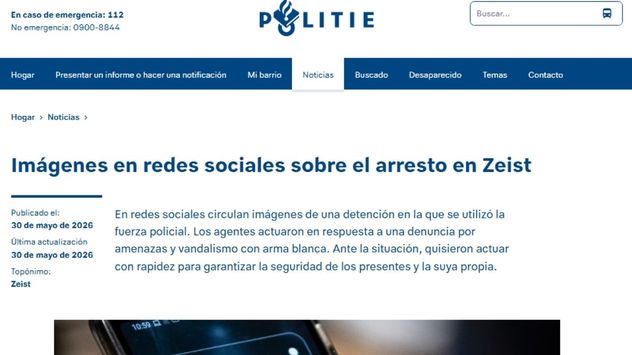 El comunicado oficial de la policía de Países Bajos.