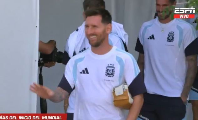 Lionel Messi en el entrenamiento de Argentina en Kansas City.
