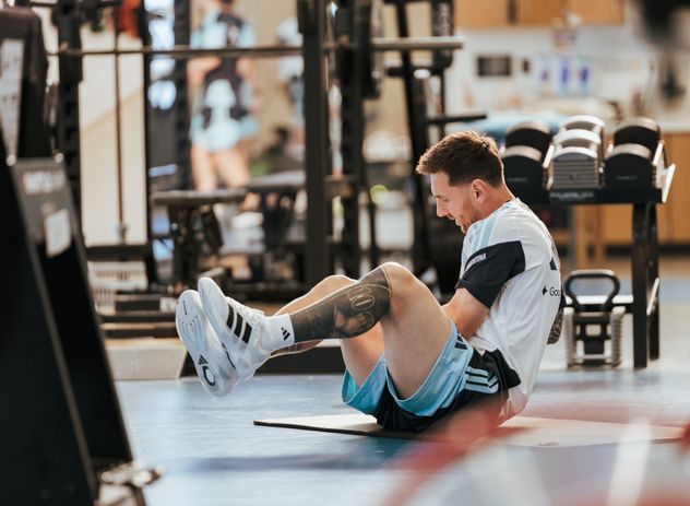 Lionel Messi con la selección argentina en Kansas.