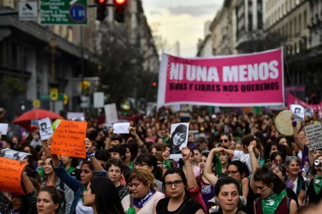 Marcha de #NiUnaMenos en Buenos Aires, en 2021.
