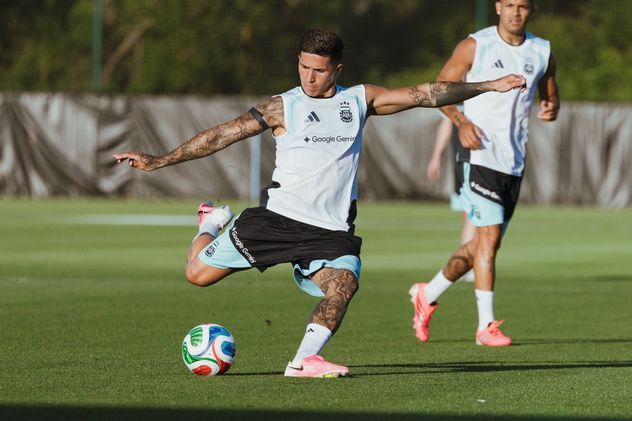 Enzo Fernández, con la selección argentina, en Kansas.