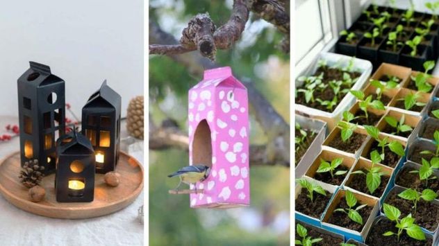 Los envases de cartón de jugo pueden reutilizarse para crear organizadores, cajas decorativas y comederos para aves, entre muchas otras opciones sustentables.