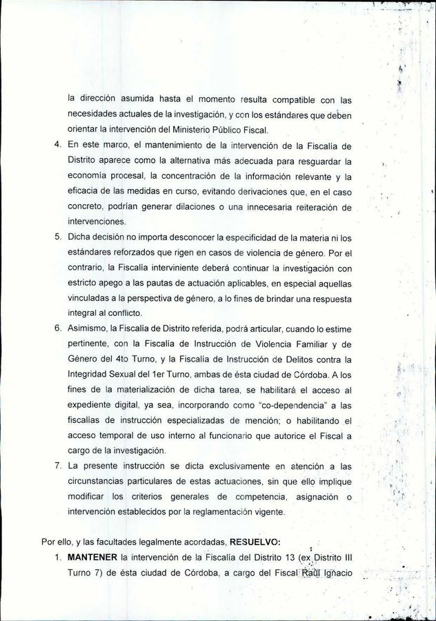 Resolucion del MPF que asigna la causa Agostina al fiscal Raúl Garzòn