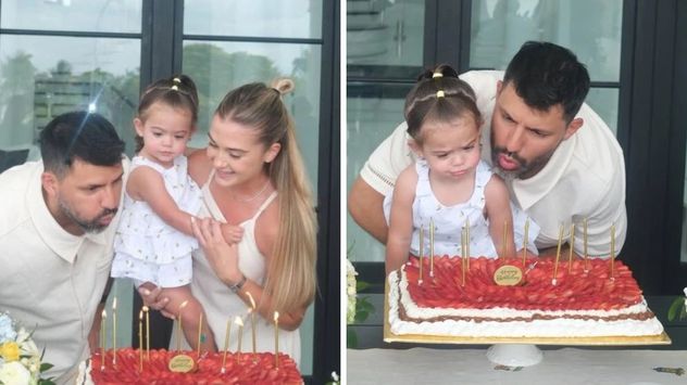 Olivia, la hija de Sofía Calzetti y Sergio Agüero, fue una de las grandes protagonistas del cumpleaños número 38 del exfutbolista y enterneció a los seguidores de la pareja.