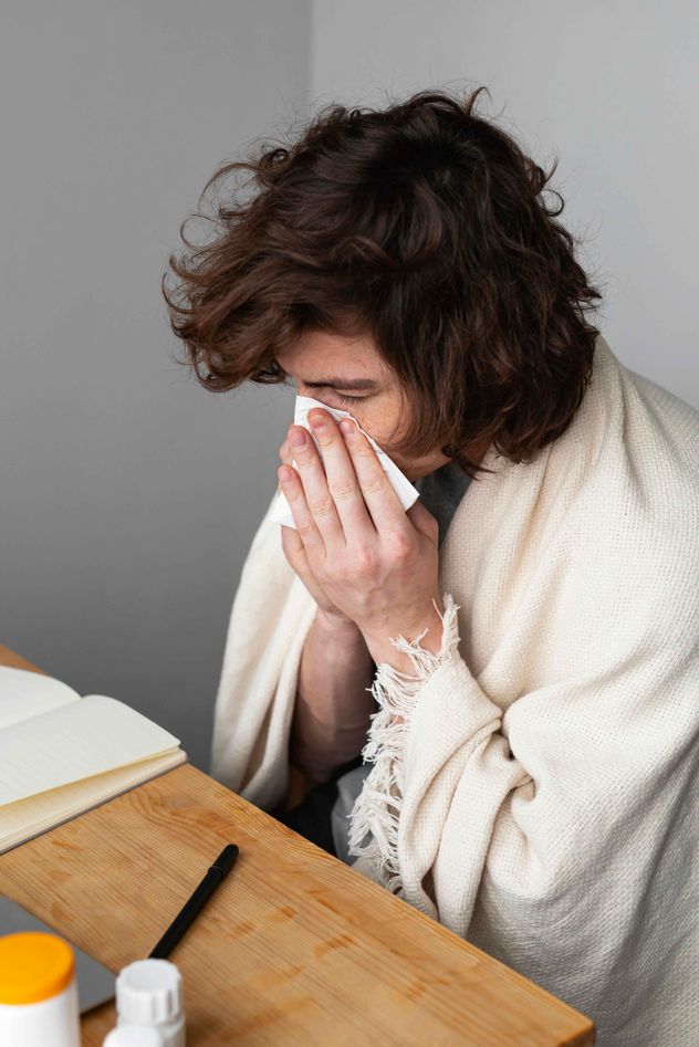 Resfríos consecutivos en invierno. Gripe. 