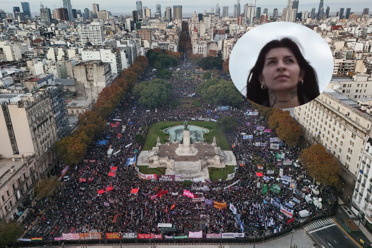 Cazzu dio un discurso en la marcha de Ni Una Menos. 