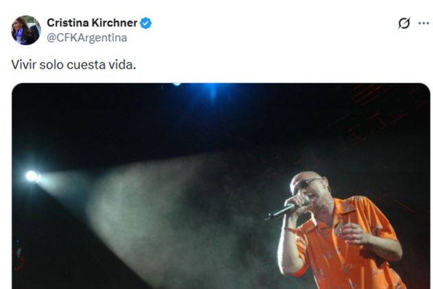 El mensaje de Cristina Kirchner por la muerte del Indio Solari.