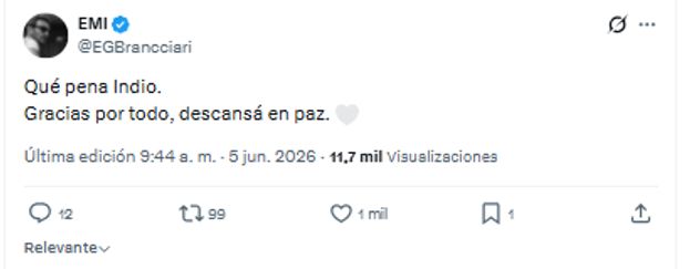 Así se despidió al Indio Solari.