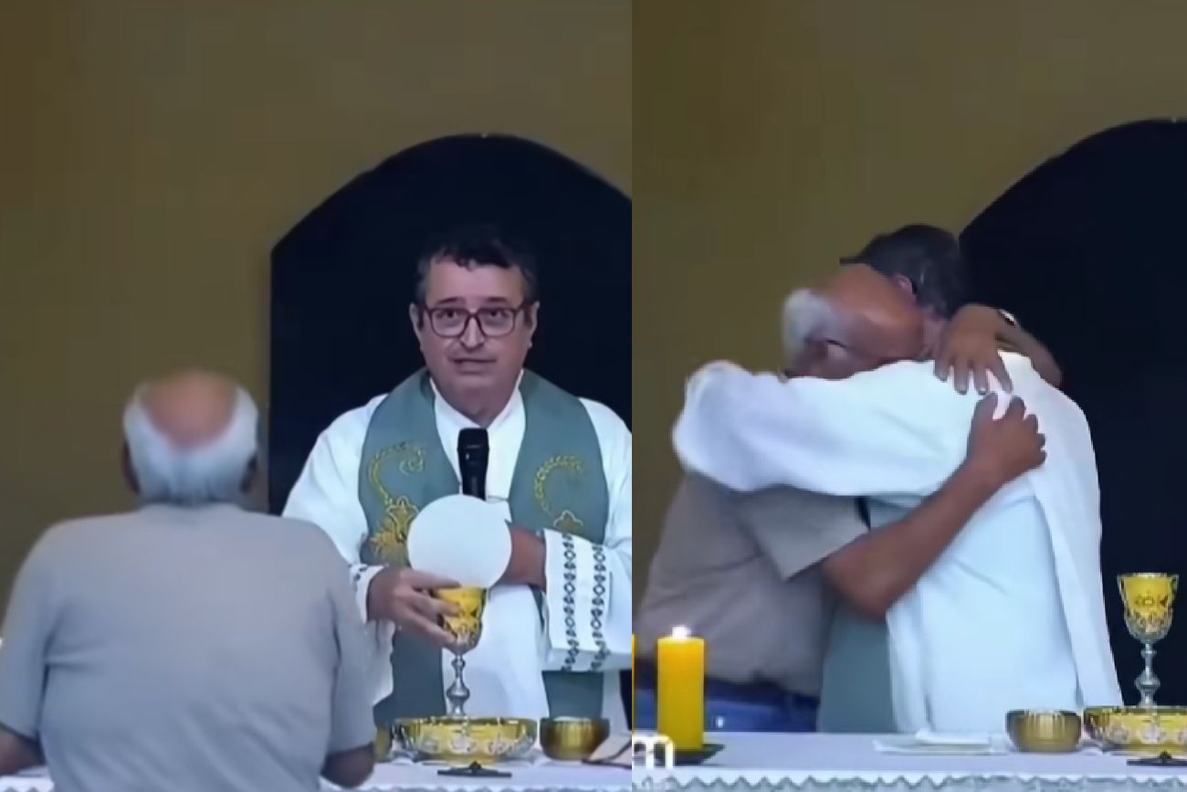 Un cura interrumpió la misa para abrazar a un abuelo que acababa de perder a su nieto