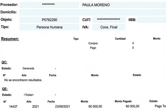 El Doce mostró los recibos de Paula Moreno.