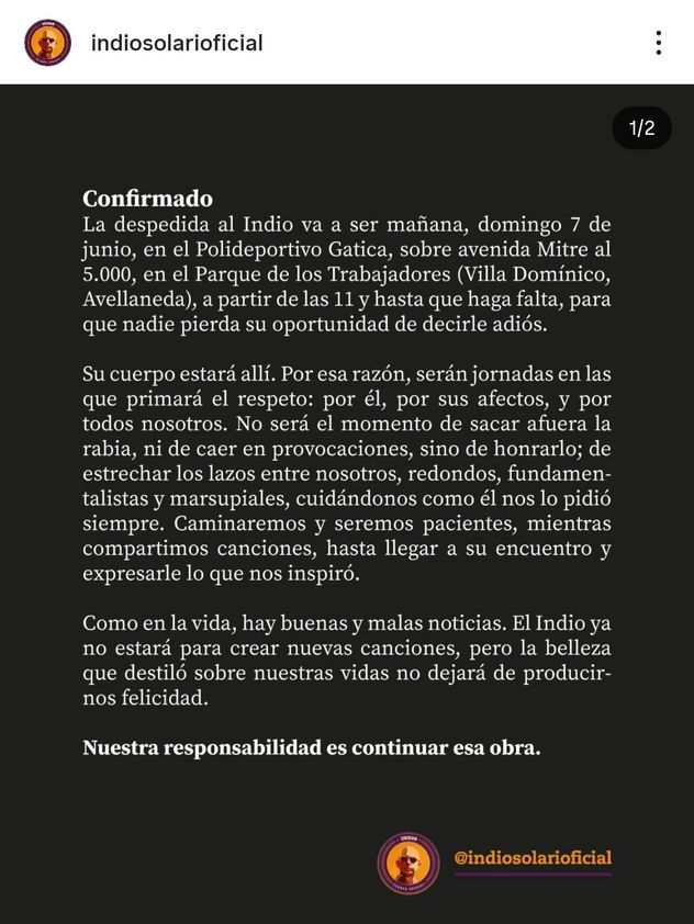 El comunicado oficial de la familia sobre el volorio.
