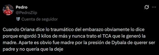 Oriana Sabatini enfrentó las críticas sobre sus declaraciones tras ser madre de Gia