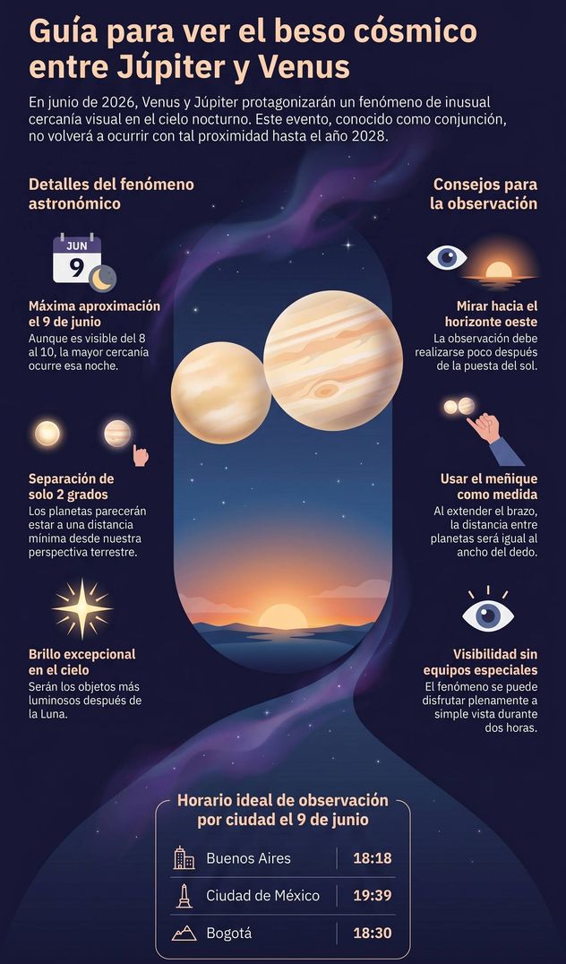 Venus y Júpiter se verán muy cerca entre sí.