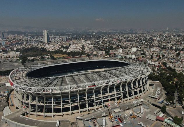 El mítico estadio Azteca, hoy Banorte, listo para recibir el primer partido del Mundial 2026 de fútbol.