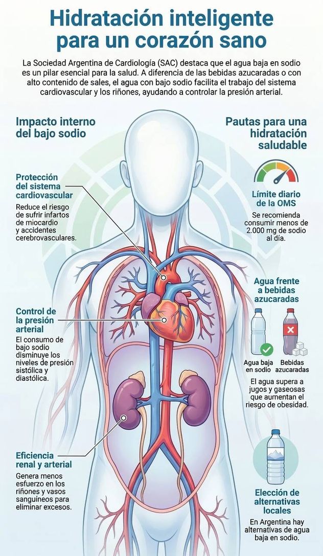 Consumo de agua baja en sodio.