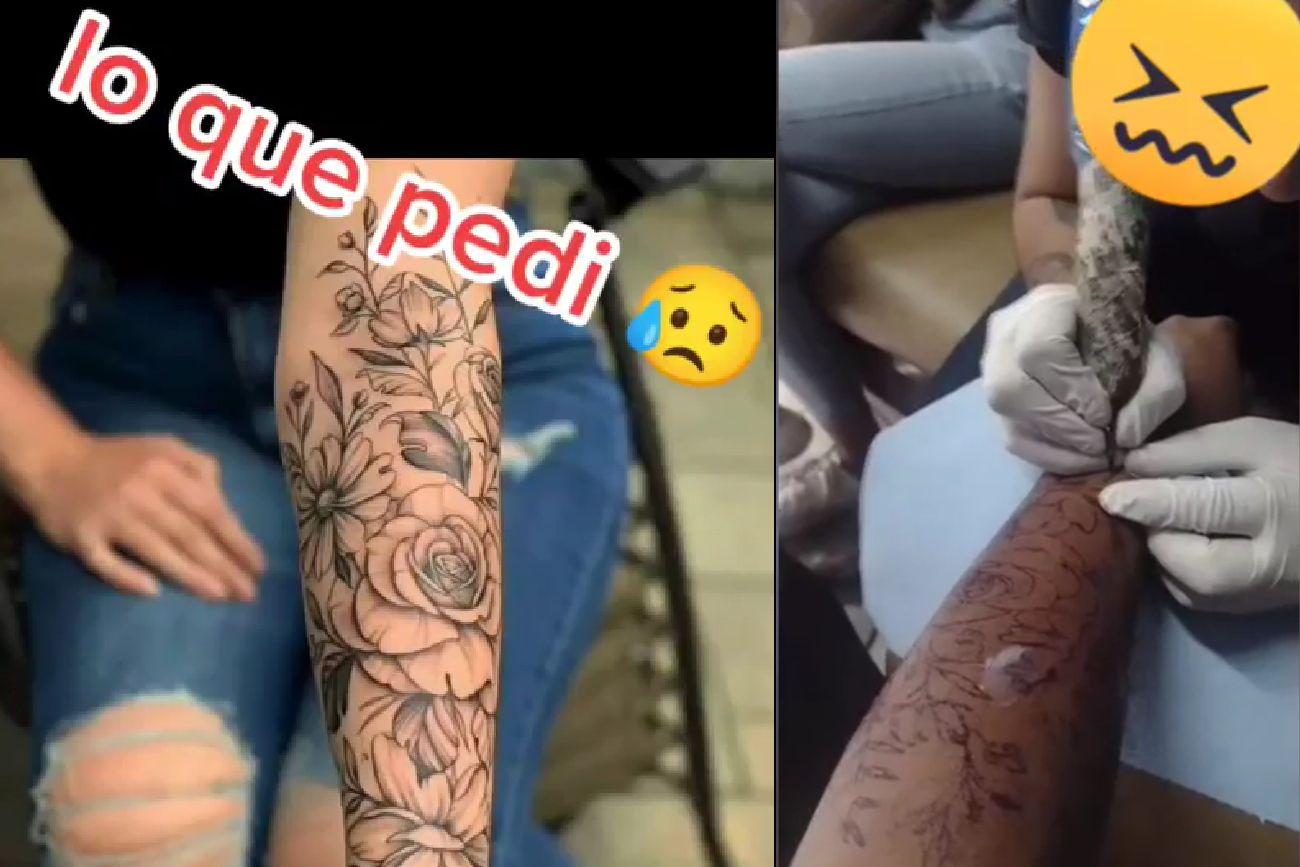 Quería un tatuaje de flores delicadas, le hicieron un desastre y un profesional le salvó la piel