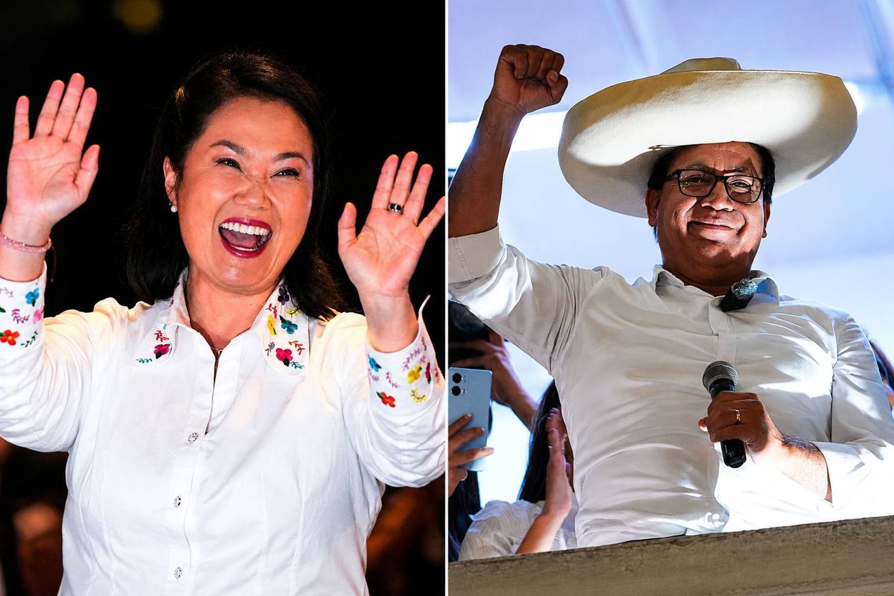 Keiko Fujimori y Roberto Sánchez, los candidatos que se disputan la presidencia de Perú.