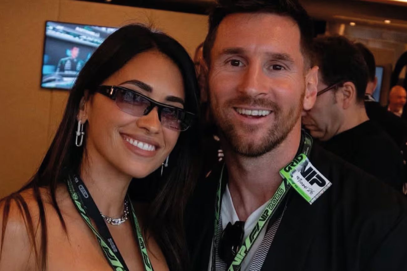 Antonela Roccuzzo y Lionel Messi, juntos.
