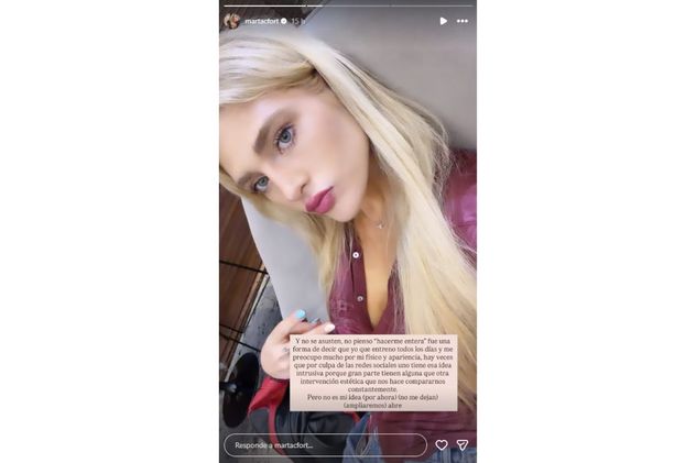La historia de Marta Fort aclarando sus dichos en su entrevista con Pampita respecto a las cirugías estéticas.