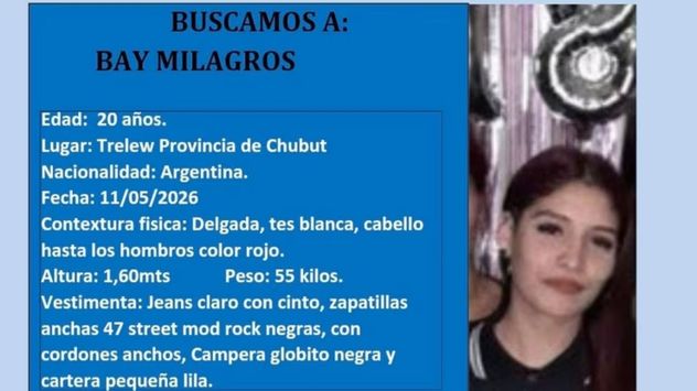Milagros tiene 20 años y lleva más de un mes desaparecida en Chubut.