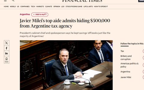 El escándalo de Manuel Adorni llegó al Financial Times.