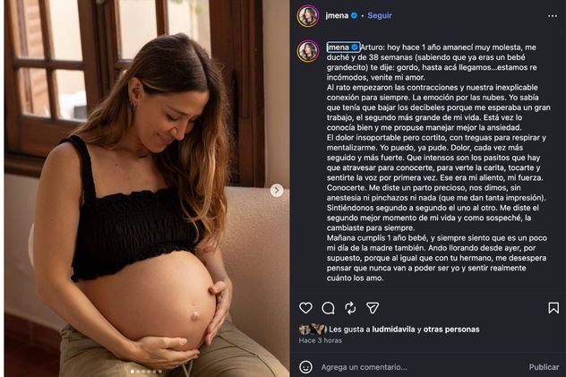 La publicación de Jimena Barón en el primer cumpleaños de Arturo, su segudo hijo.