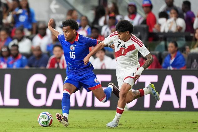 La selección de Haiti en un amistoso ante Perú.