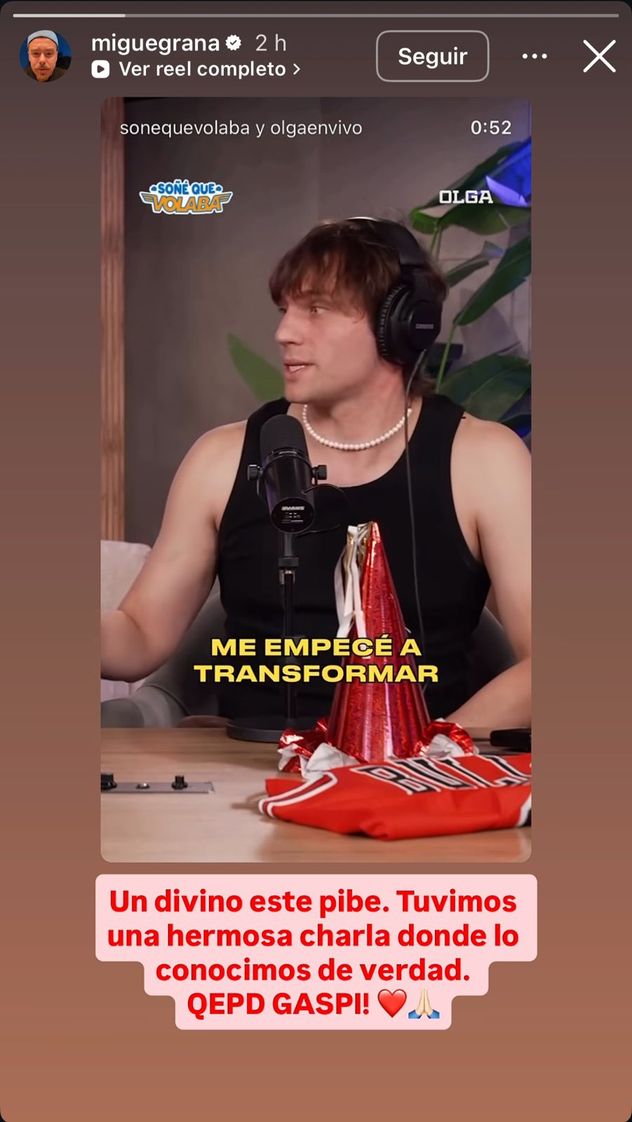 El mensaje de Migue Granados por la muerte de Gaspi.