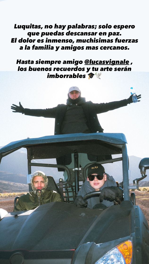 El mensaje de Bizarrap por la muerte de Lucas Vignale.