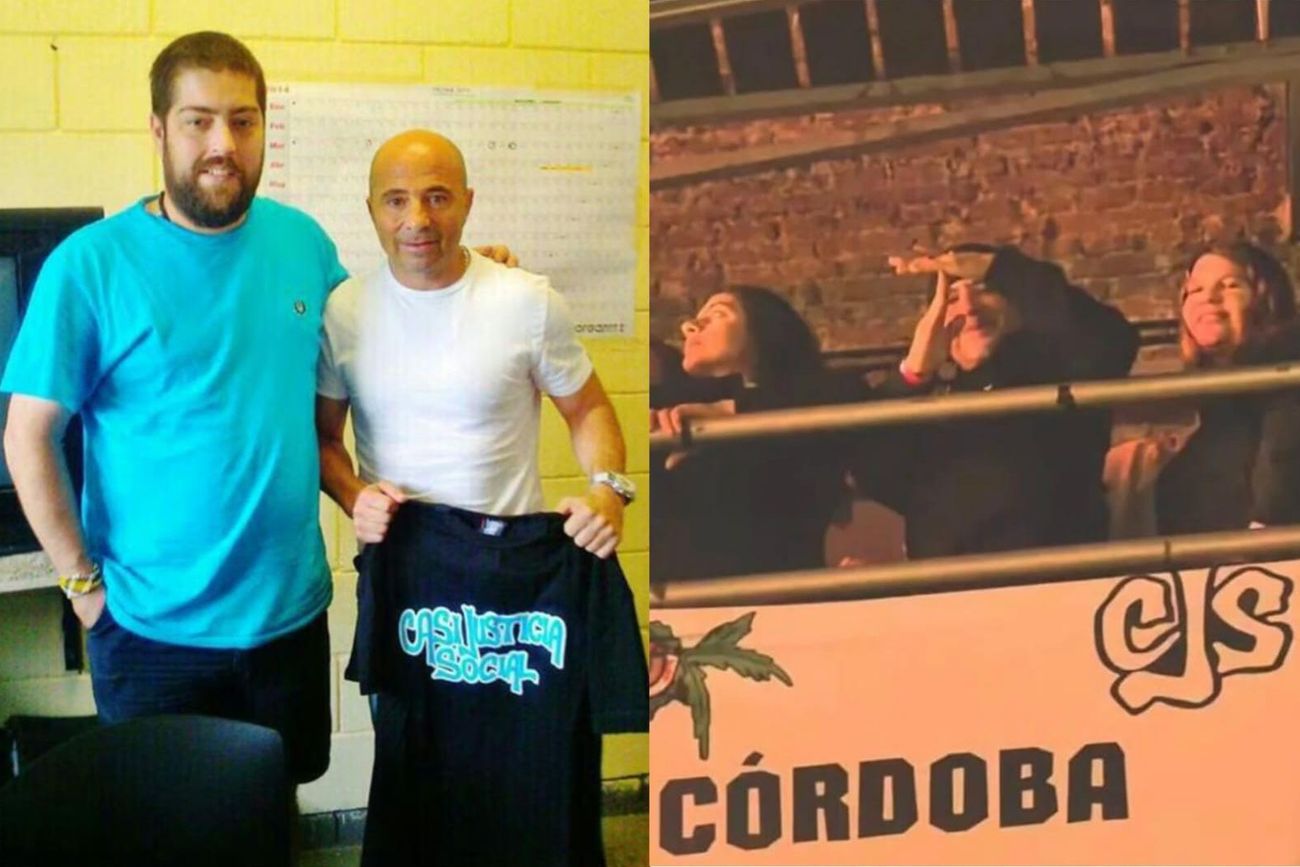 Fontanet y Sampaoli. El DT de Talleres fue a ver al cantante este sábado en la Plaza de la Música, en Córdoba, y disfrutó del show de Don Osvaldo. Es fanático de "Pato" a quien visitó en el penal de Ezeiza cuando era DT de Chile. (Foto: @silvanavivasok9)
