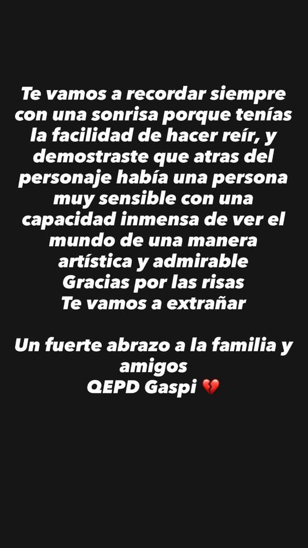 El mensaje de Goncho Banzas por la muerte de Gaspi.