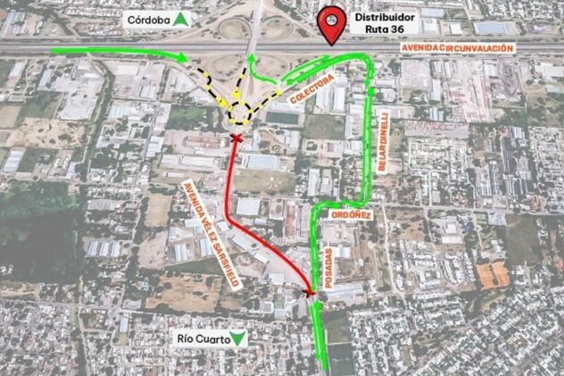 Durante los operativos nocturnos, los vehículos son derivados por la colectora y las calles Belardinelli, Ordóñez y Posadas, que funcionan de manera bidireccional para garantizar la circulación en la zona.