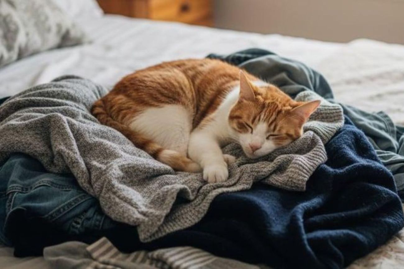 Por qué tu gato siempre se acuesta sobre tu ropa recién lavada 