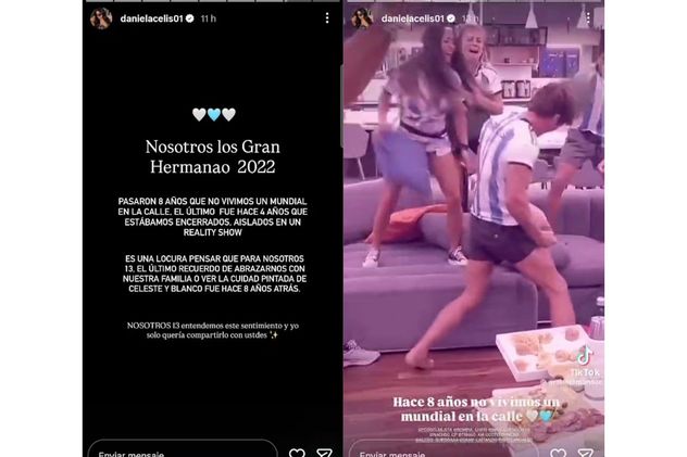 Las historias de Daniela Celis recordando cómo vivió el Mundial de Qatar 2022 en comparación a este, en donde está en su casa, con sus hijas.