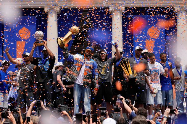 New York Knicks celebró el título de la NBA. (AP)