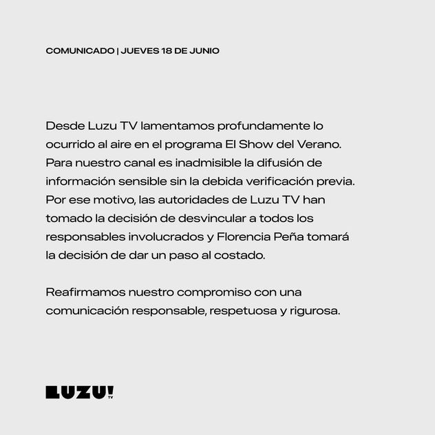 El comunicado de Luzu.