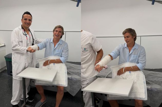 Las fotos que compartió Carlos Baute desde el centro médico en donde atendieron la fractura de su muñeca.