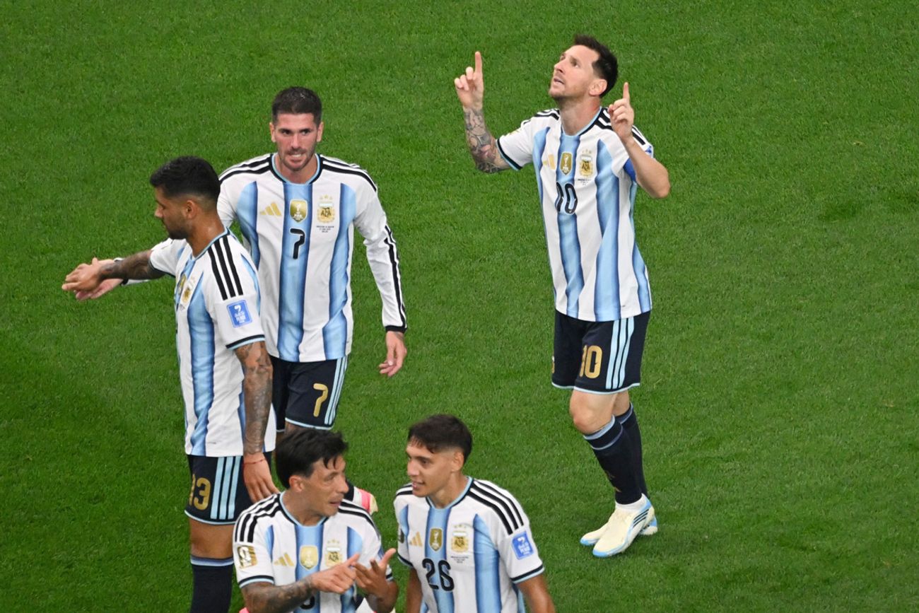 Messi celebra su gol, el 1-0 para Argentina ante Austria.