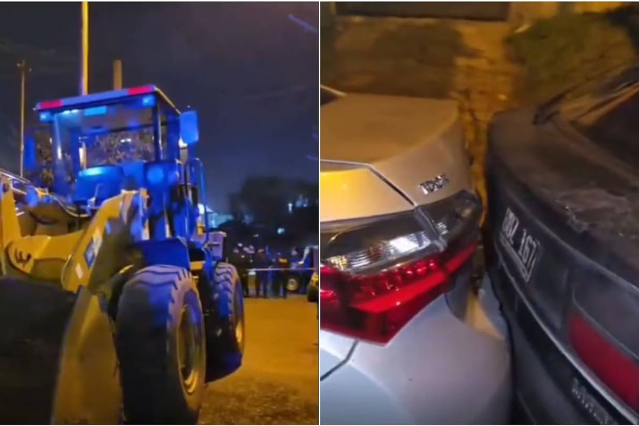 Un operario de Entre Ríos manejó borracho una retroexcavadora y chocó a siete autos.
