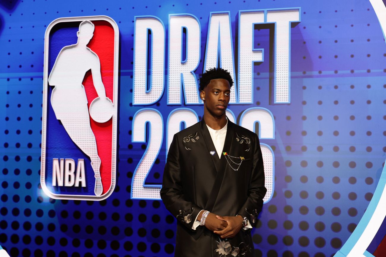 AJ Dybantsa, de Brigham Young University (BYU) de Utah, fue elegido con el número uno del Draft de la NBA por Washington Wizards. (AP)