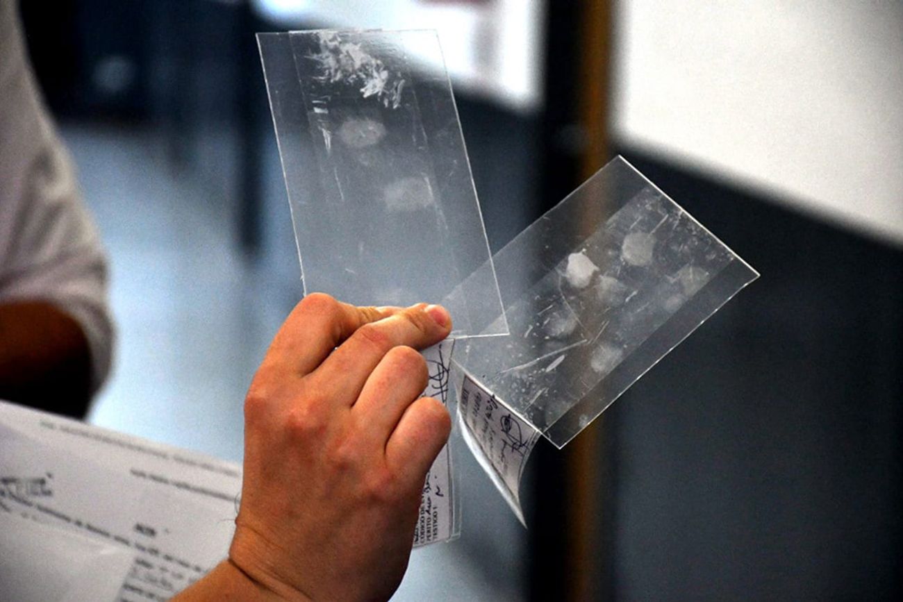 Huellas dactilares analizadas en el laboratorio de la División Papiloscopía y Patronímica de la Superintendencia de Policía Científica. (Policía de la Ciudad/Fiscales.gob.ar)
