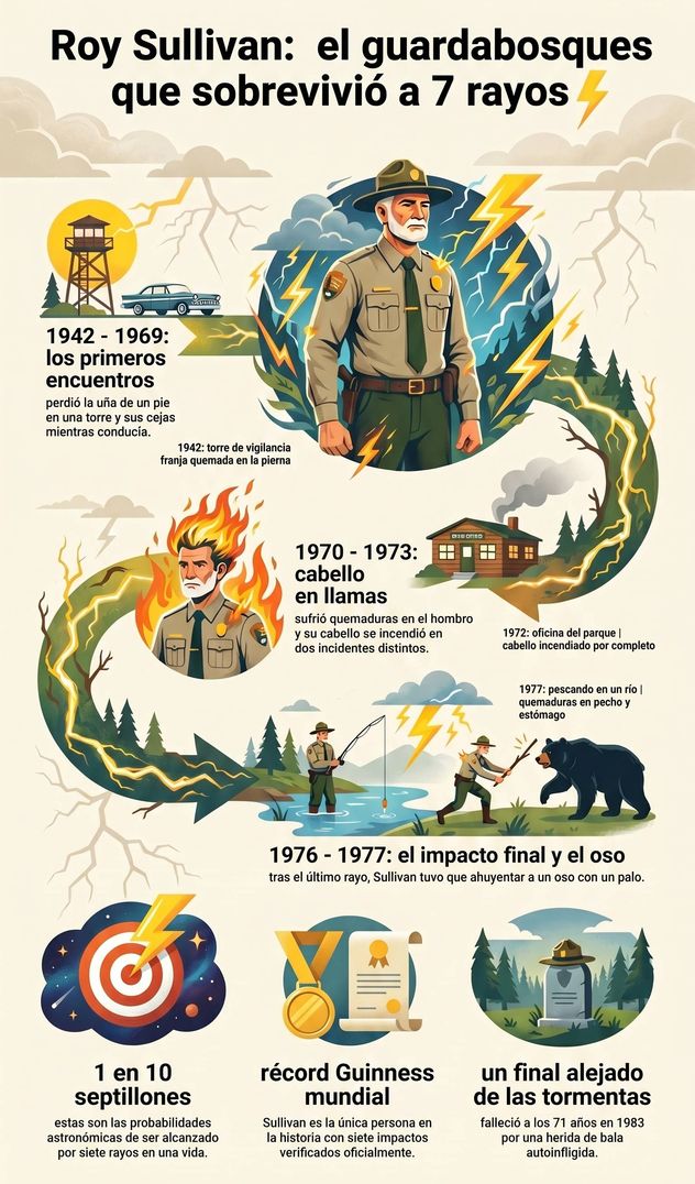 La historia de Roy Sullivan.