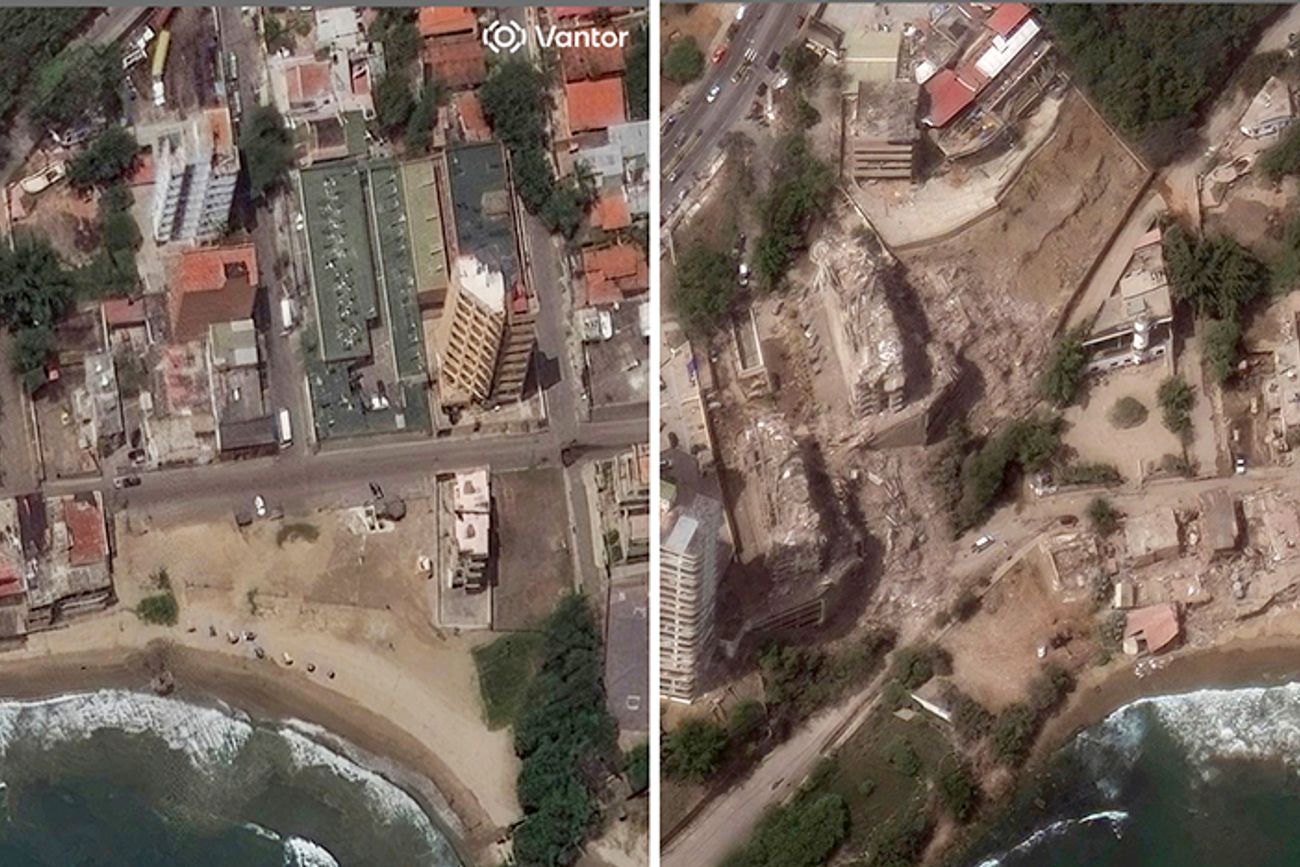 Antes y después luego de que se registraran dos terremotos, en Caracas, Venezuela. 