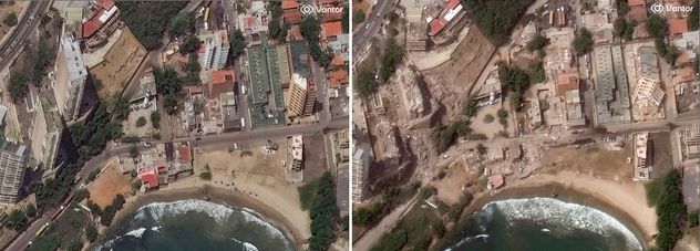 Antes y después luego de que se registraran dos terremotos, en Caracas, Venezuela. 